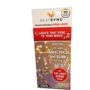 Beat Sync LED String Lights That Song to Your Music 50 Multi Color LEDs Nib
